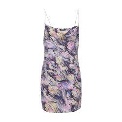 Feather print satin négligéé dress by BALMAIN