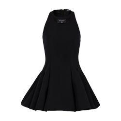 Flared pleated grain de poudre dress by BALMAIN