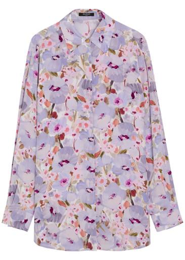 Floral-print silk shirt by BALMAIN