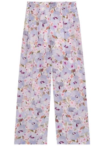 Floral-print wide-leg silk trousers by BALMAIN