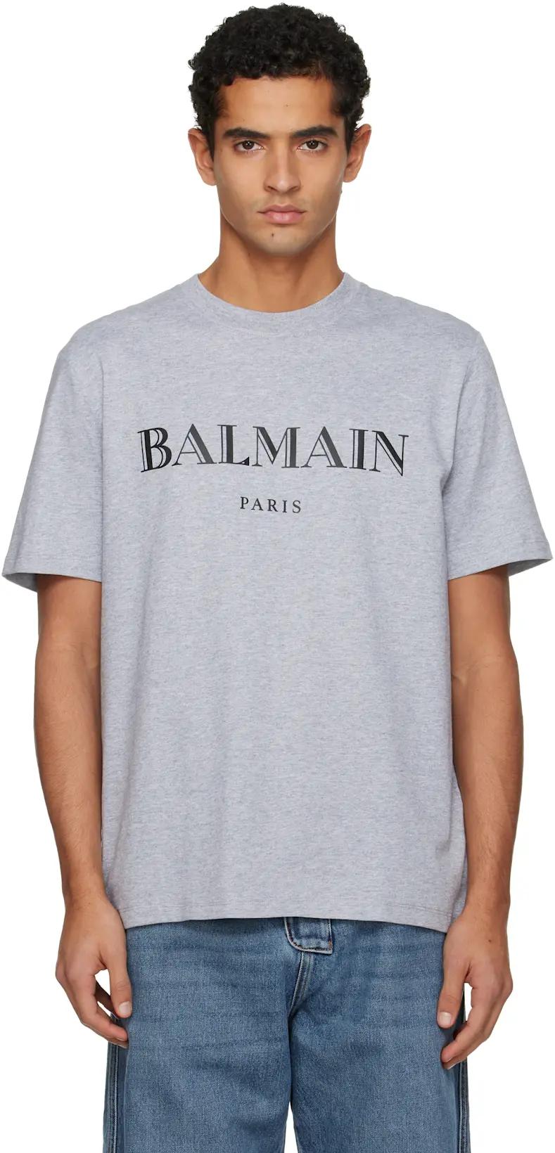 Gray 'Balmain' Print T-shirt by BALMAIN