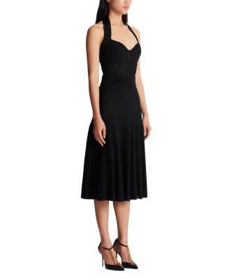 Halterneck Pleated Knit Midi Dress by BALMAIN