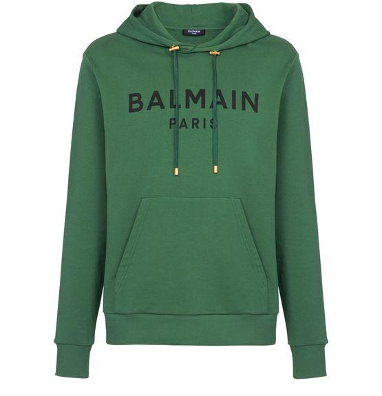 Hooded cotton sweatshirt with Balmain Paris logo print by BALMAIN