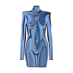 Jacquard knit dress with body motif by BALMAIN