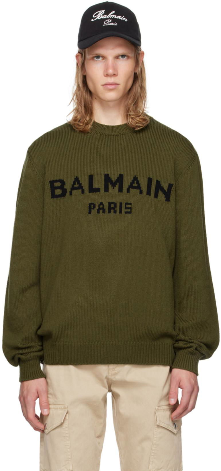 Khaki Wool 'Balmain Paris' Sweater by BALMAIN