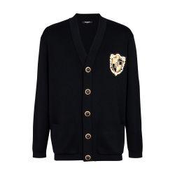 Knit cardigan with embroidered patch by BALMAIN