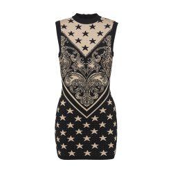 Knit monogram and stars short dress by BALMAIN