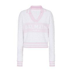 Knit monogram polo shirt by BALMAIN