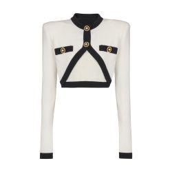Knit sweater with faux cardigan design by BALMAIN
