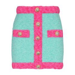 Knitted bicolor skirt with buttons by BALMAIN