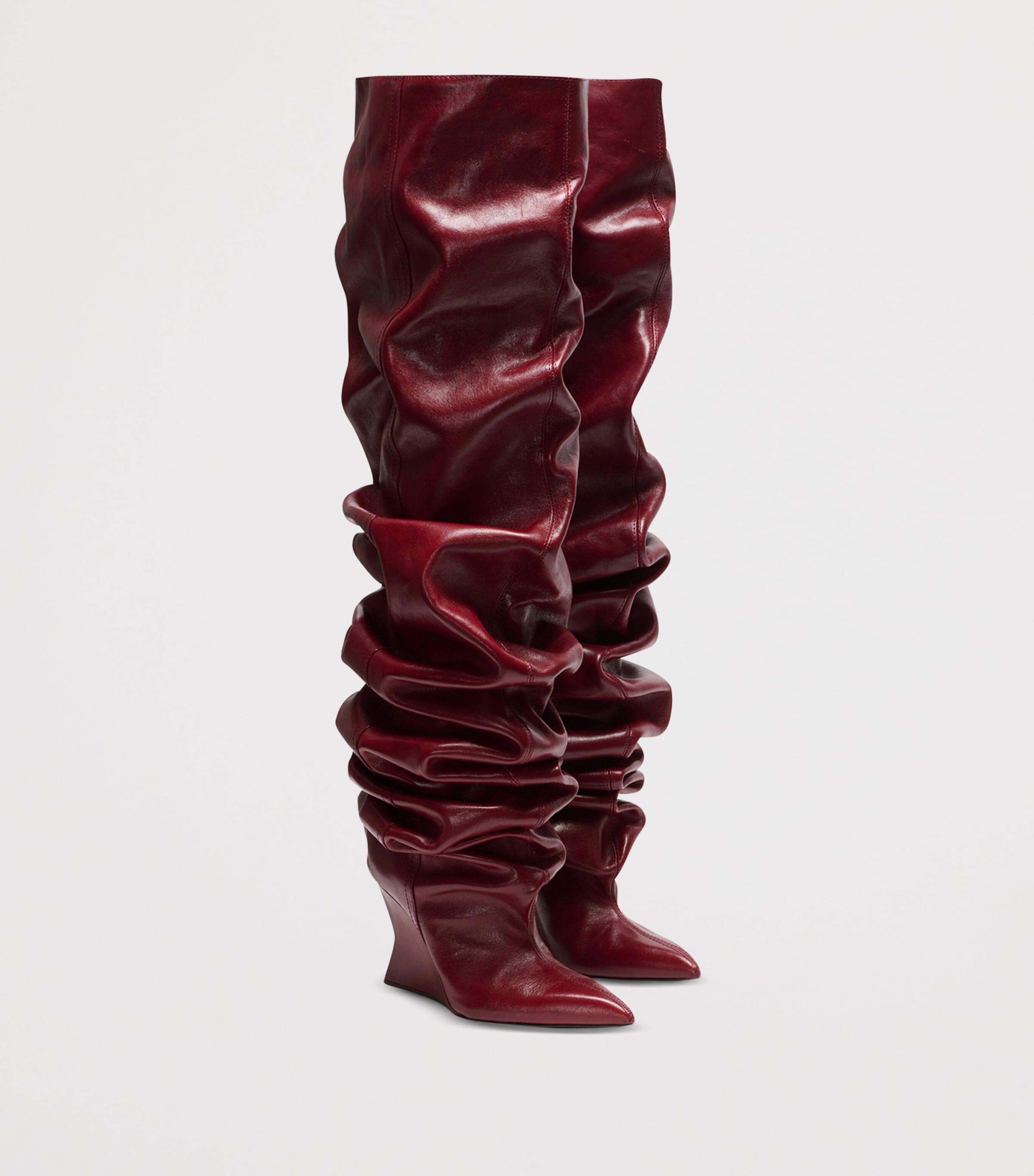 Leather Wedge Over-The-Knee Boots 95 by BALMAIN