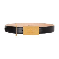 Leather belt with safety pin by BALMAIN