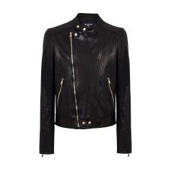 Leather biker jacket with zipper by BALMAIN