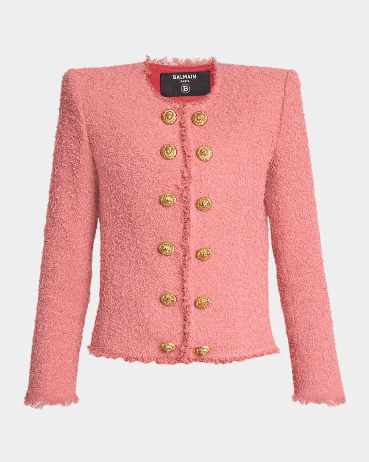 Lion Head Double-Breasted Tweed Jacket by BALMAIN