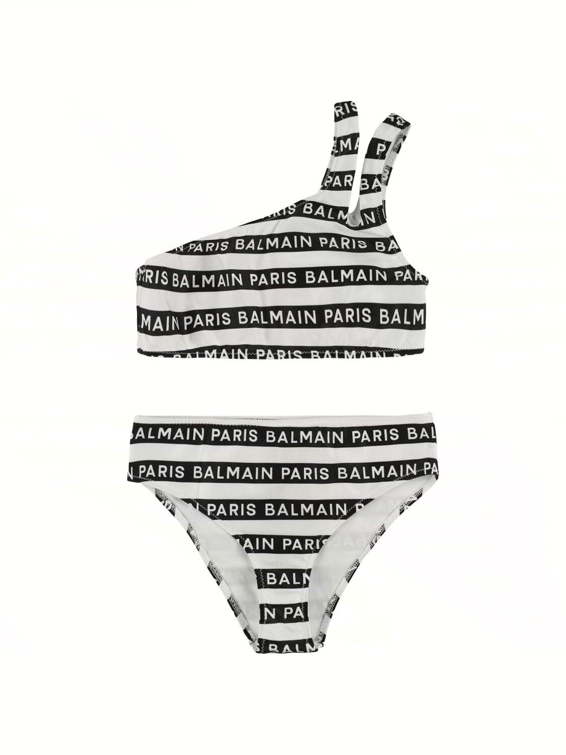 Logo Printed Lycra Bikini by BALMAIN