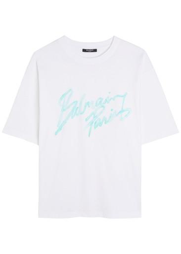 Logo-print cotton T-shirt by BALMAIN