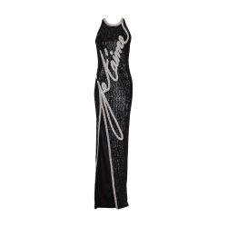 Long love letter embroidered sequin dress by BALMAIN