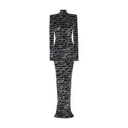 Long love letter jacquard knit dress by BALMAIN