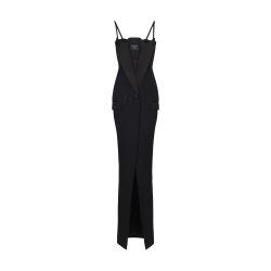 Long strappy grain de poudre dress by BALMAIN