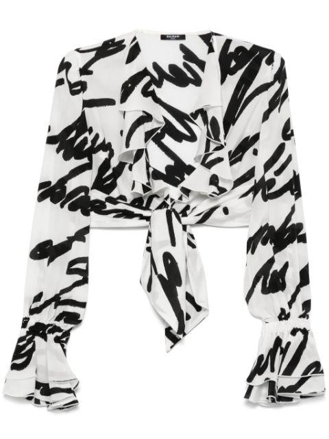 Love Letter-print blouse by BALMAIN