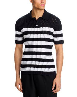 Mariniere Short Sleeve Textured Polo Sweater by BALMAIN