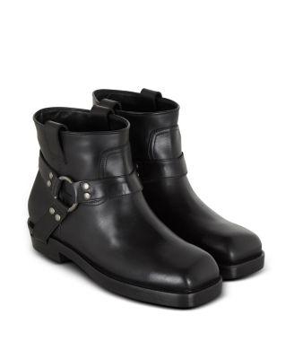 Men's Calfskin Leather Biker Ankle Boots by BALMAIN