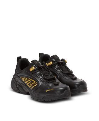 Men's Cosmic Dust Glazed Leather Trainers by BALMAIN