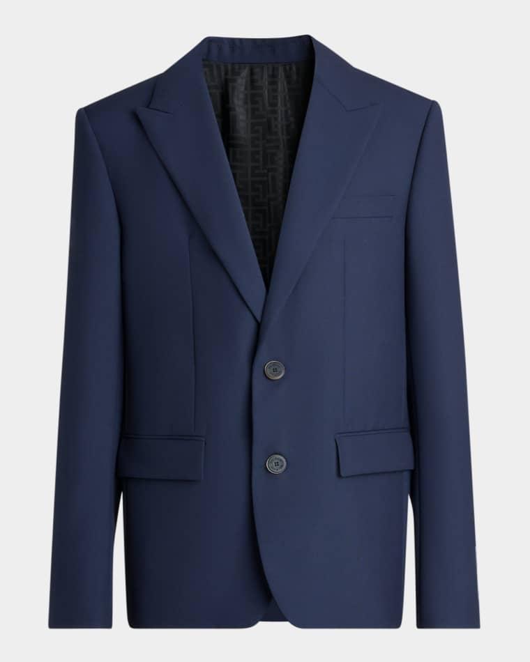 Men's Cotton Peak Lapel Single-Breasted Sport Jacket by BALMAIN