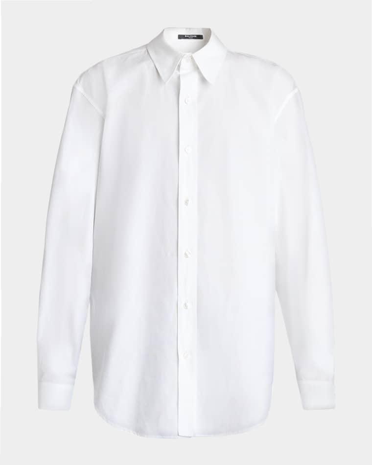 Men's Cotton Poplin Classic Fit Sport Shirt by BALMAIN