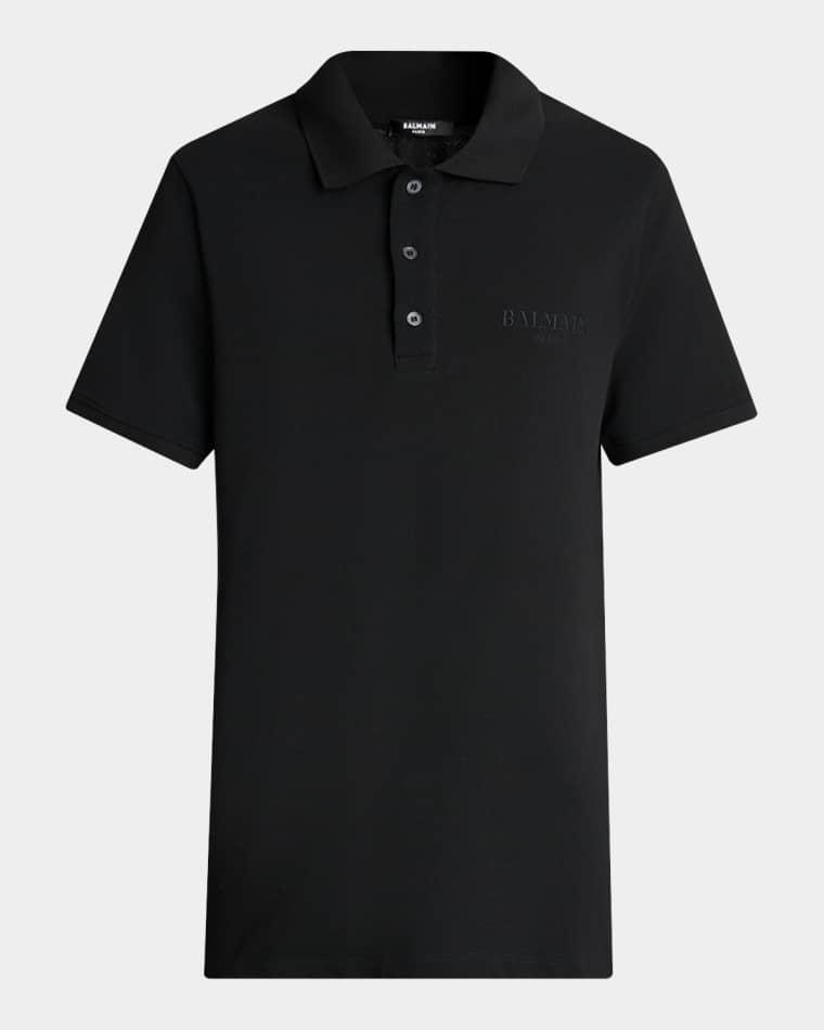 Men's Embroidered Vintage-Logo Cotton Polo Shirt by BALMAIN