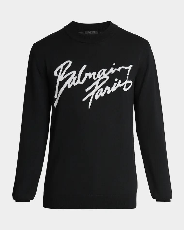 Men's Logo Crewneck Sweater by BALMAIN