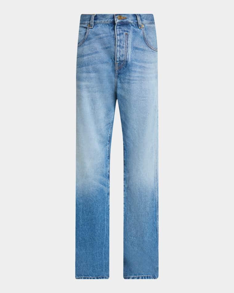 Men's Loose-Fit Faded Denim Jeans by BALMAIN