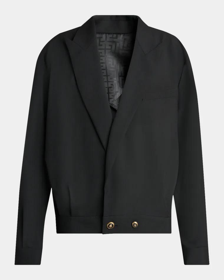 Men's Peak Lapel Grain de Poudre Blazer by BALMAIN