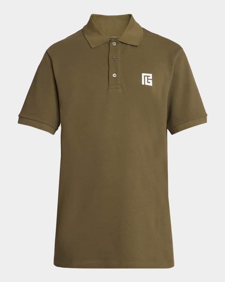 Men's Small PB Embroidered Polo Shirt by BALMAIN