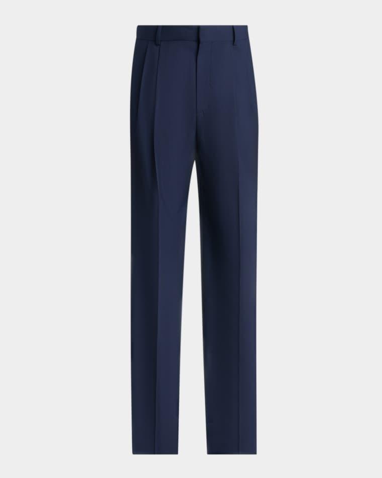 Men's Straight Leg Double-Pleated Trousers by BALMAIN