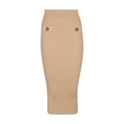 Midi skirt in a plain ribbed knit by BALMAIN