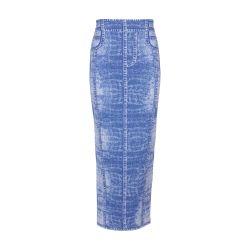 Midi skirt in jacquard knit with denim effect by BALMAIN