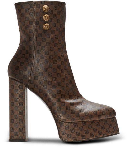 Mini Monogram Brune ankle boots by BALMAIN