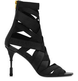 Moneta leather and elastic sandals with jacquard Balmain logo by BALMAIN