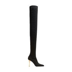Moneta mesh thigh boots with monogram by BALMAIN