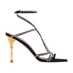 Moneta sandal in suede leather and crystals by BALMAIN