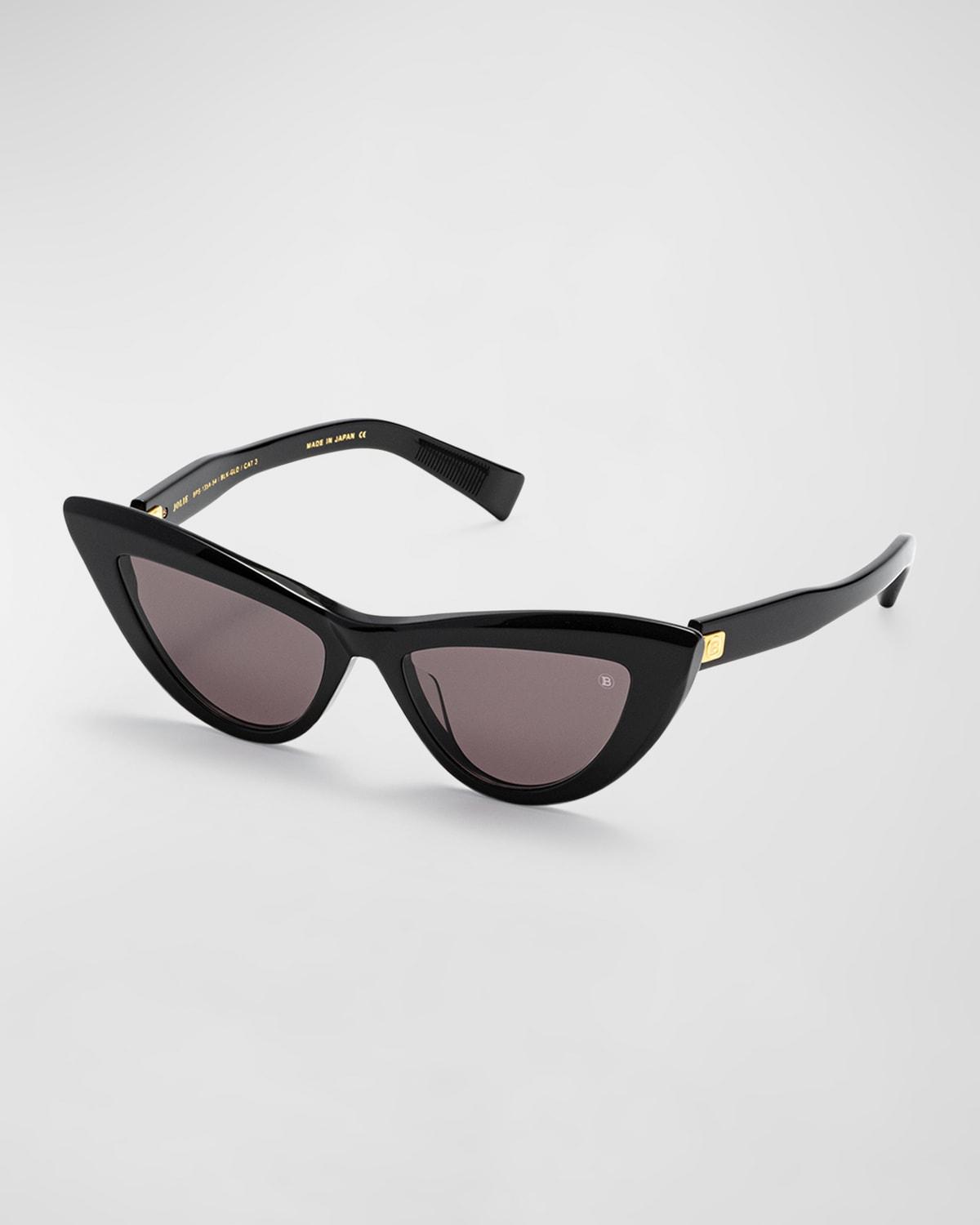 Monogram Acetate & Titanium Cat-Eye Sunglasses by BALMAIN