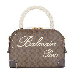 Monogram Canvas and Leather Makeup Bag by BALMAIN