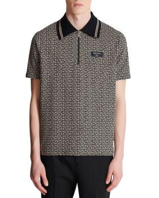 Monogram Print Zip Polo by BALMAIN