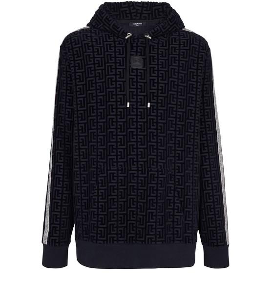 Monogrammed Velvet Hoodie by BALMAIN