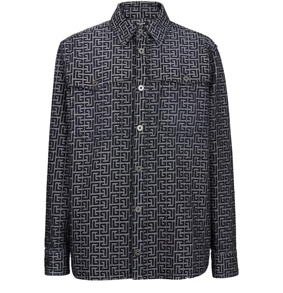Monogrammed jacquard denim shirt by BALMAIN