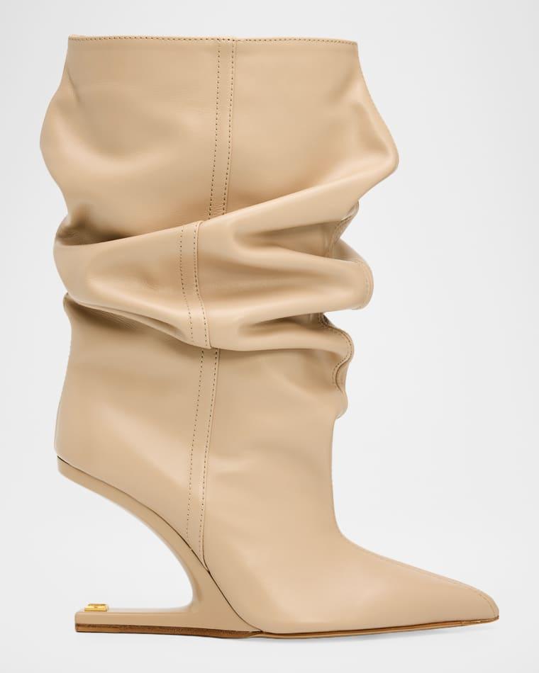 No Wedge Smooth Leather Ankle Boots by BALMAIN