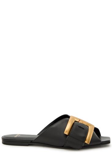 Oversized buckle leather sandals by BALMAIN