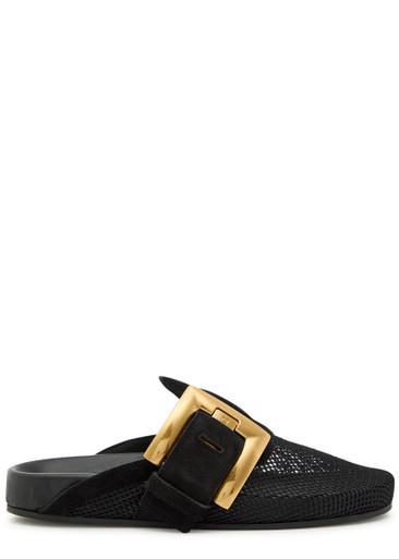 Oversized buckle suede mules by BALMAIN