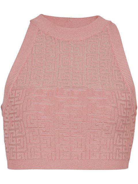 PB-monogram knitted top by BALMAIN